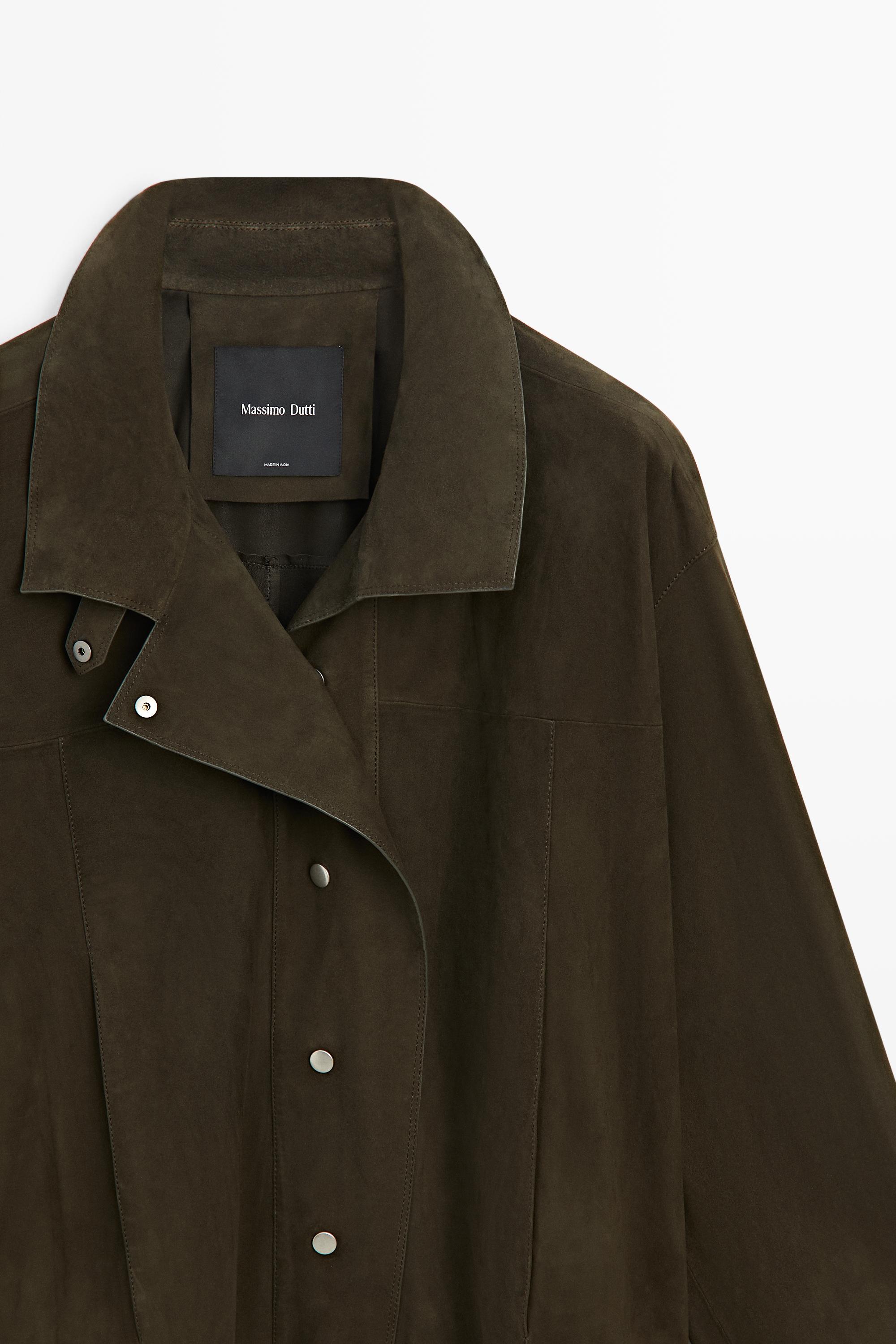 High-neck faux suede jacket